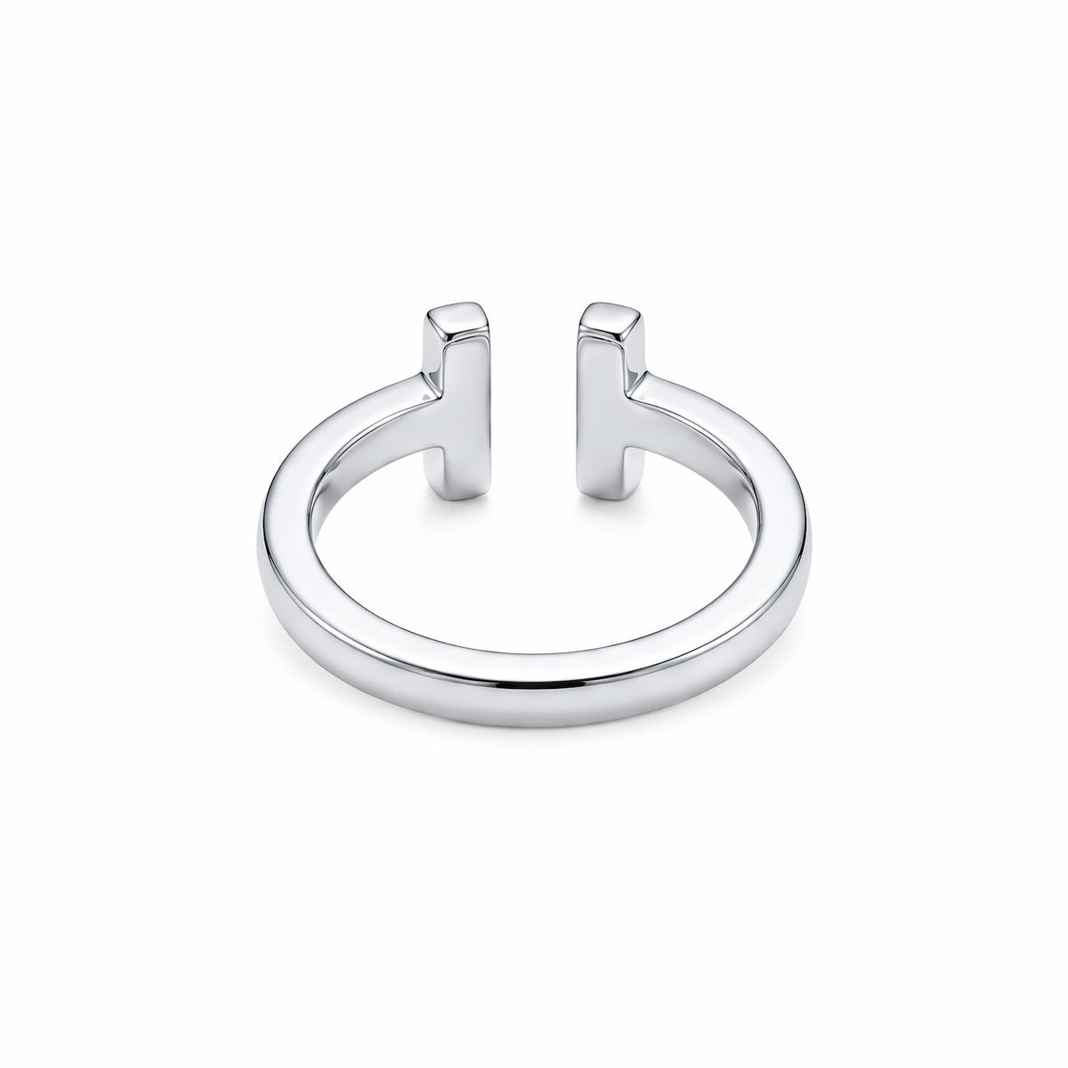 9ct White Gold Polished Open T Bar Ring