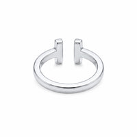 9ct White Gold Polished Open T Bar Ring
