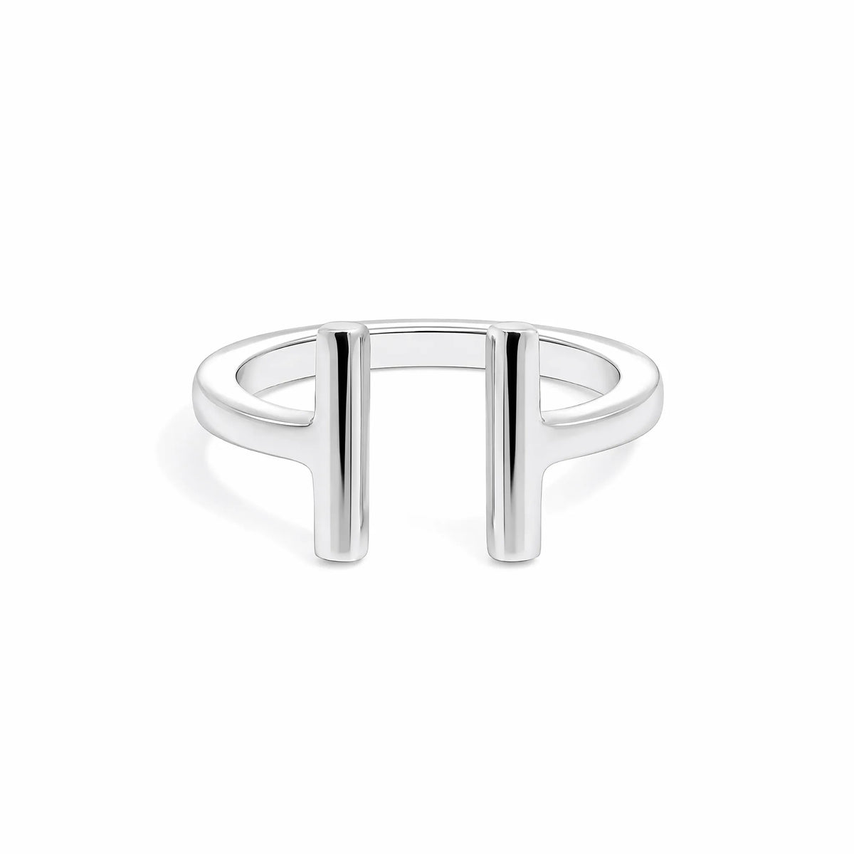 9ct White Gold Polished Open T Bar Ring