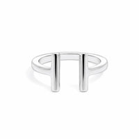 9ct White Gold Polished Open T Bar Ring