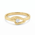 9ct Yellow Gold Polished Cubic Zirconia V Shape Ring