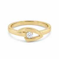 9ct Yellow Gold Polished Cubic Zirconia V Shape Ring