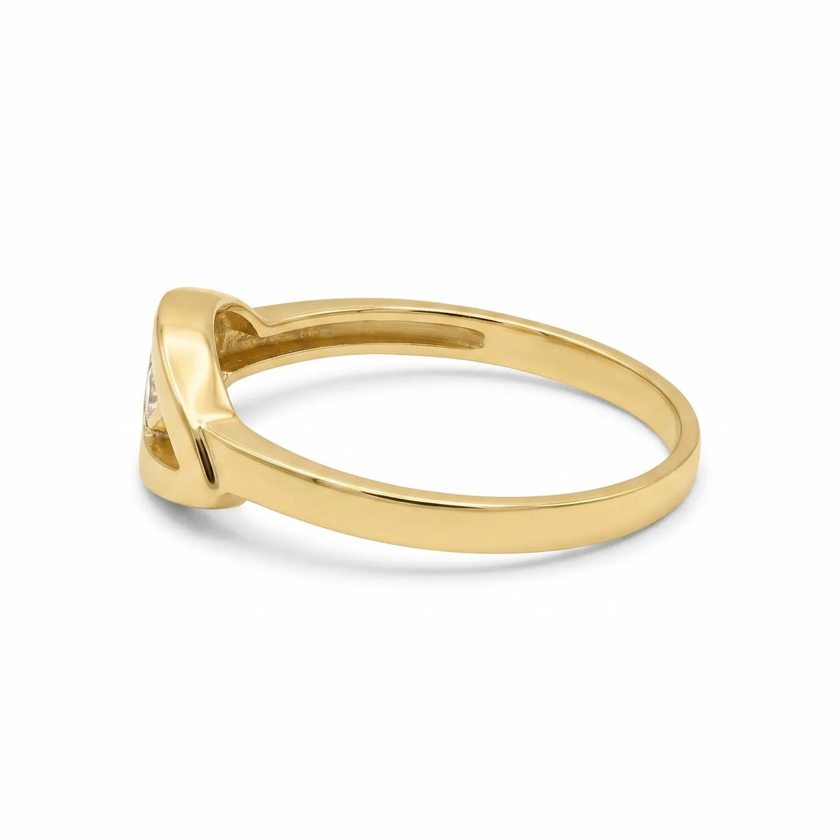 9ct Yellow Gold Polished Cubic Zirconia V Shape Ring