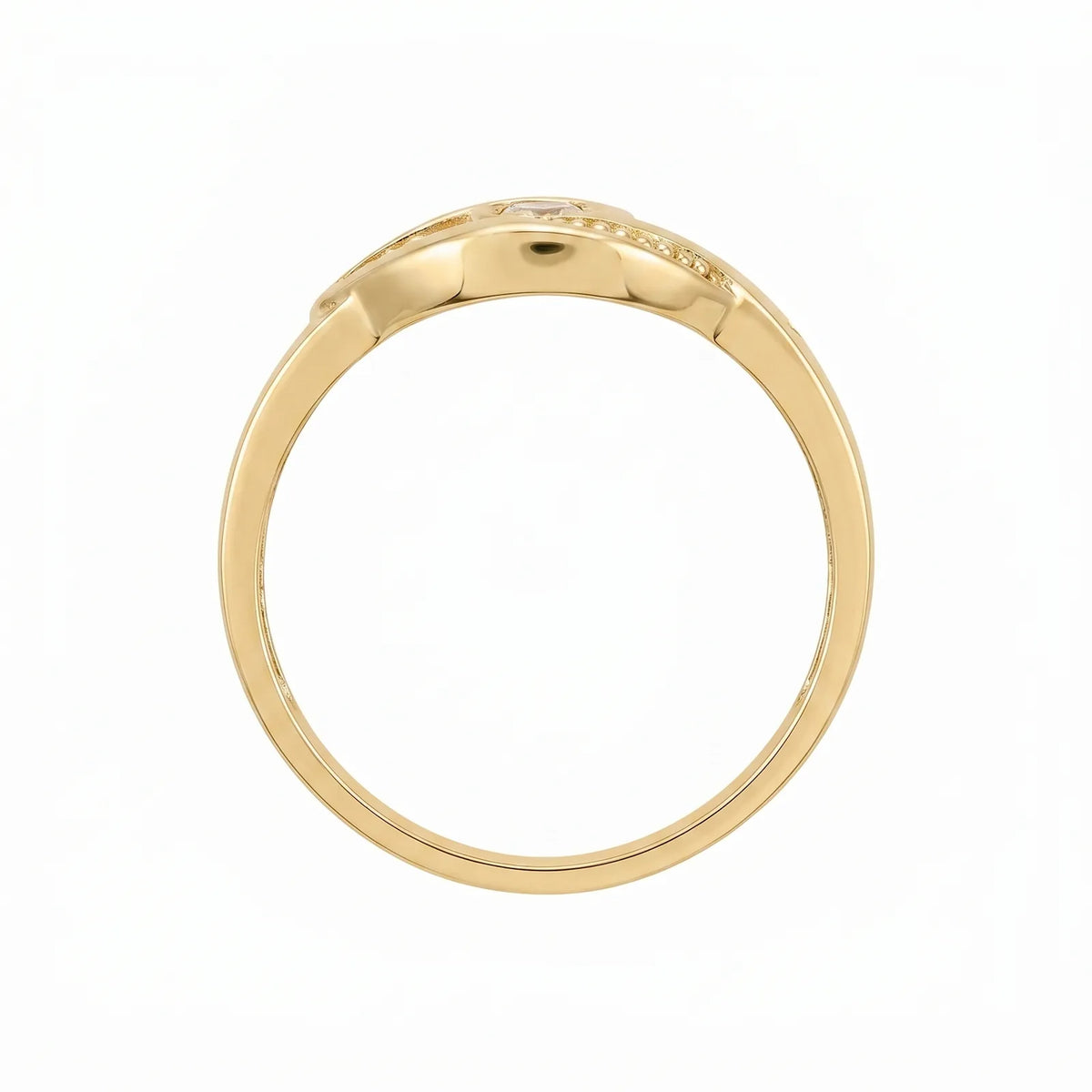 9ct Yellow Gold Polished Cubic Zirconia V Shape Ring