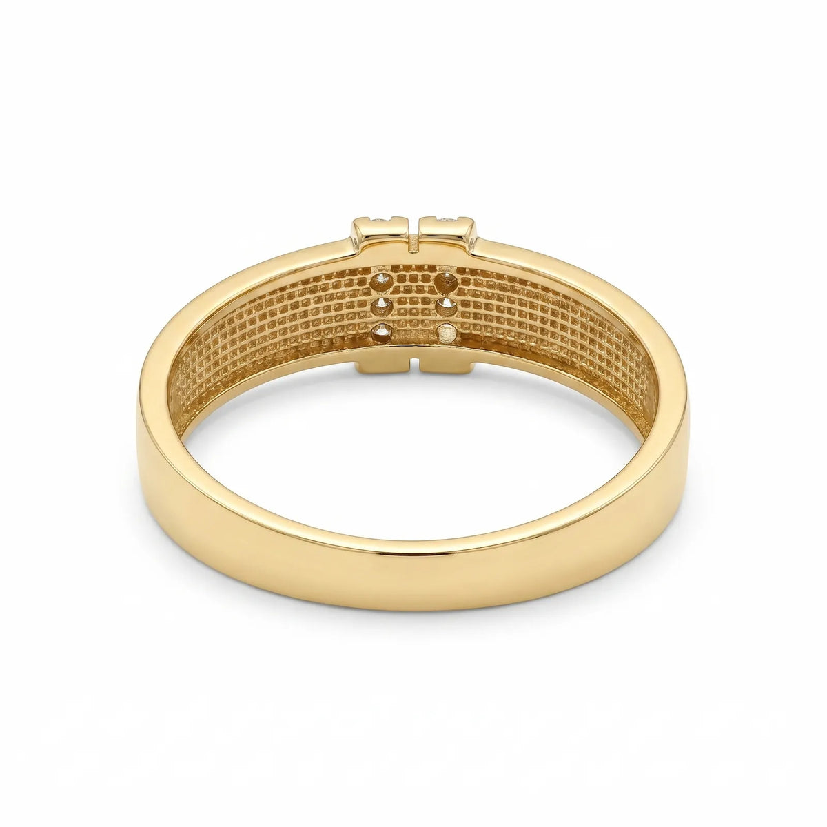 9ct Yellow Gold Cubic Zirconia Set Double Bar Dress Ring