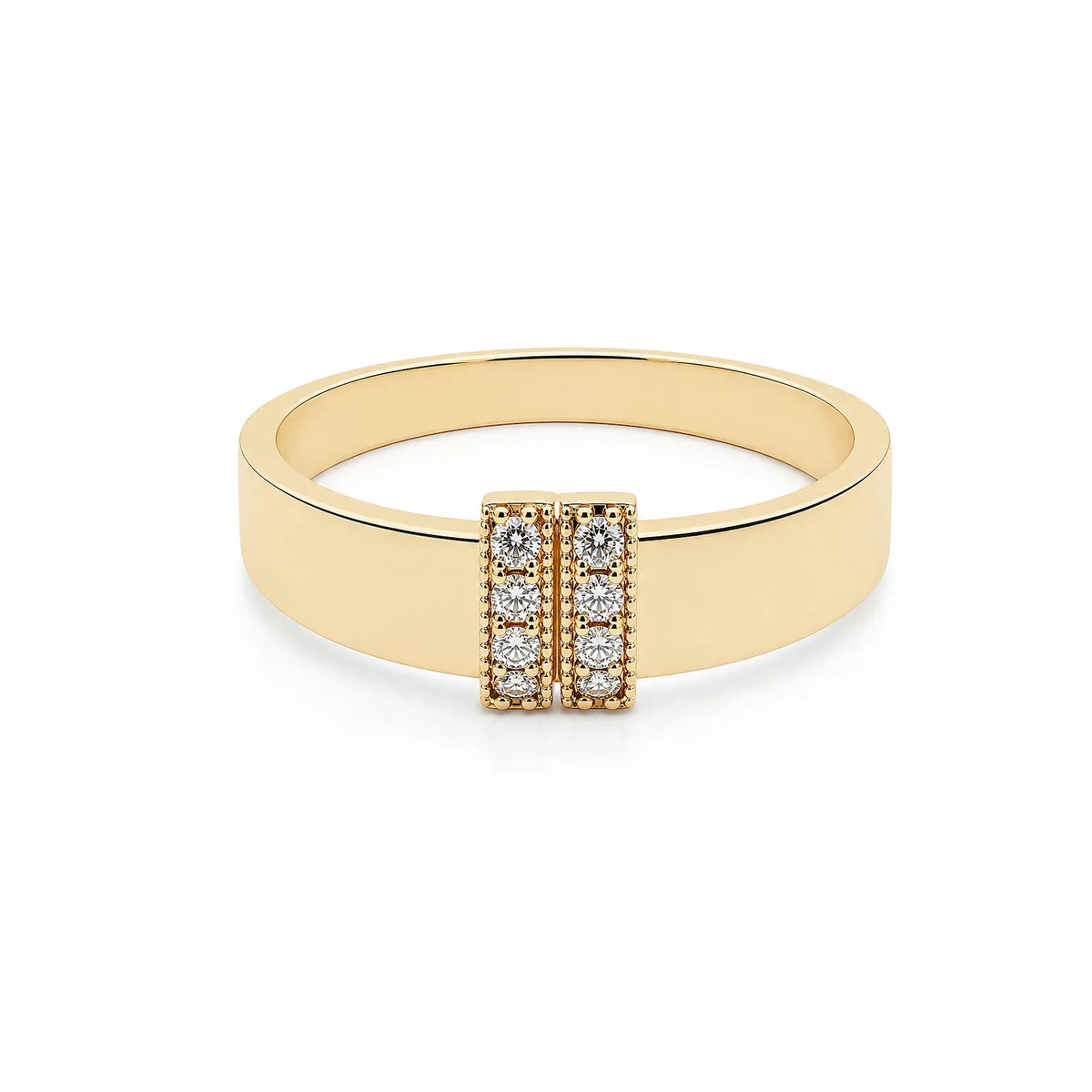 9ct Yellow Gold Cubic Zirconia Set Double Bar Dress Ring