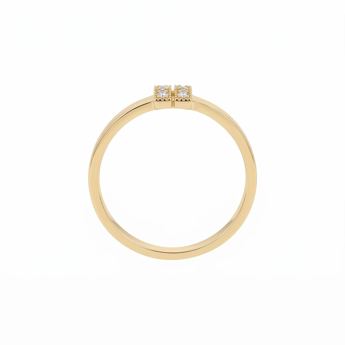 9ct Yellow Gold Cubic Zirconia Set Double Bar Dress Ring