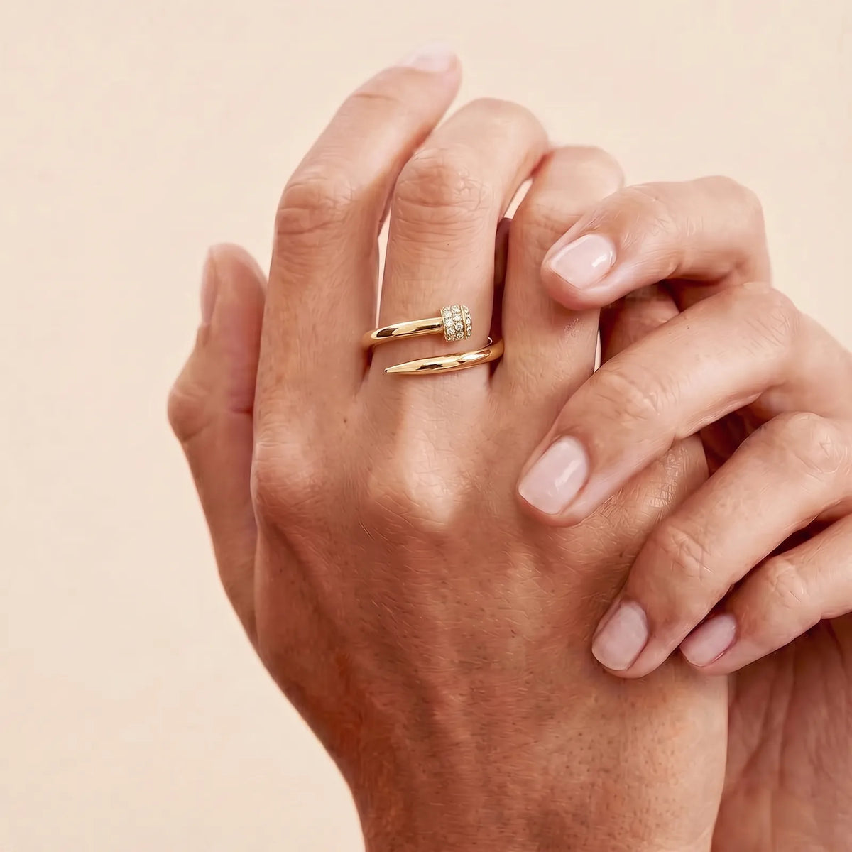9ct Yellow Gold Cubic Zirconia Set Nail Ring