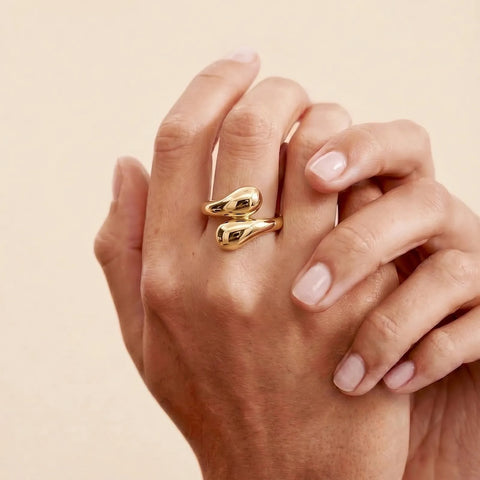 9ct Yellow Gold Chunky Dome Wrap Ring - alternate view