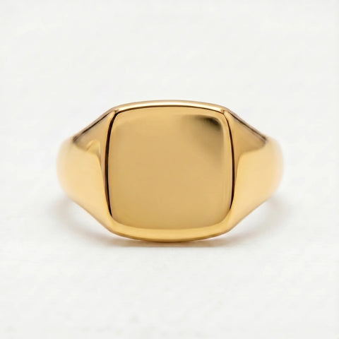 9ct Yellow Gold Mens Square Plain Signet Ring