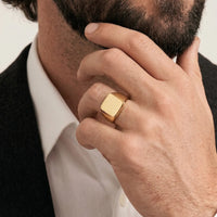 9ct Yellow Gold Mens Square Plain Signet Ring