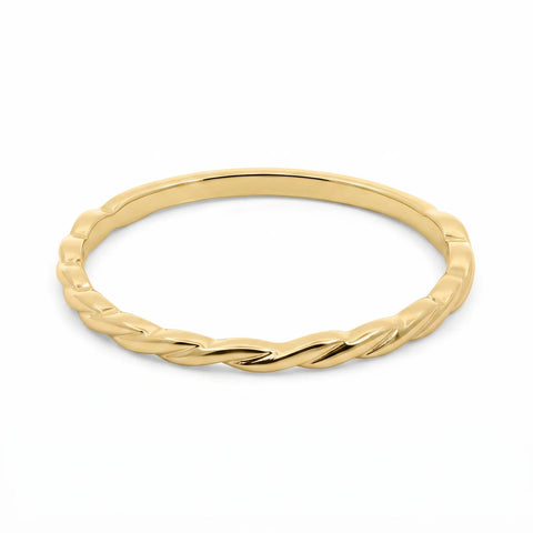 9ct Yellow Gold Fine Twist Design Stacker Ring