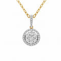 9ct Yellow Gold Flower Cluster Diamond Pendant