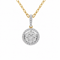 9ct Yellow Gold Flower Cluster Diamond Pendant