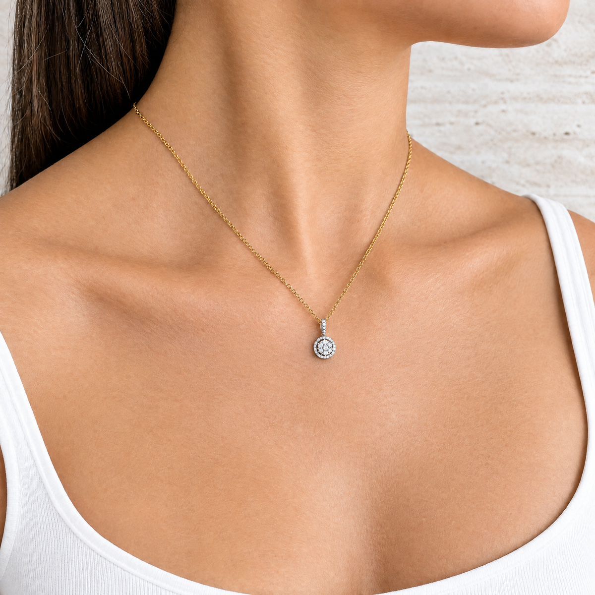 9ct Yellow Gold Flower Cluster Diamond Pendant