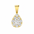 9ct Yellow Gold Diamond Teardrop Cluster Pendant