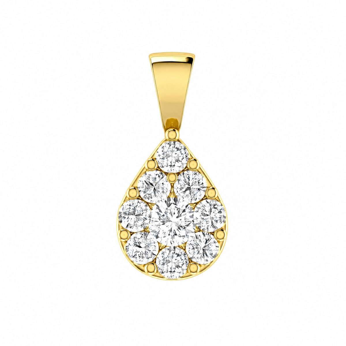 9ct Yellow Gold Diamond Teardrop Cluster Pendant