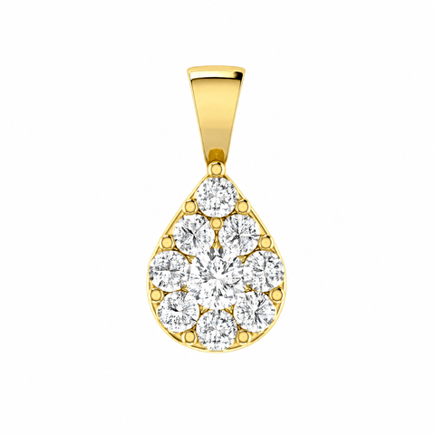 9ct Yellow Gold Diamond Teardrop Cluster Pendant