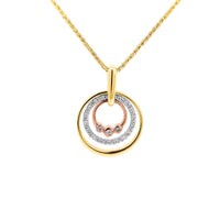 9ct Three Tone Australian Pink Diamond Triple Circle Pendant