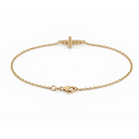 9ct Yellow Gold Delicate Bracelet With Diamond Set Cross