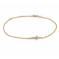 9ct Yellow Gold Delicate Bracelet With Diamond Set Cross