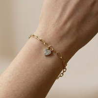 9ct Yellow Gold Bracelet With Lab Grown Diamond Heart Charm