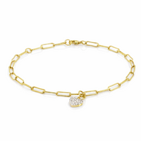 9ct Yellow Gold Bracelet With Lab Grown Diamond Heart Charm