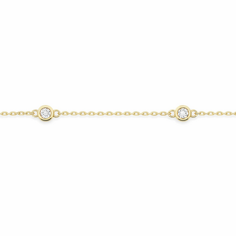 9ct Yellow Gold Bracelet With Five Stationed Lab Grown Diamonds - alternate view