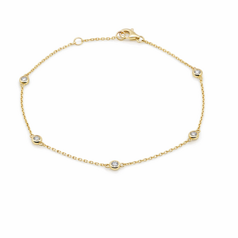 9ct Yellow Gold Bracelet With Five Stationed Lab Grown Diamonds