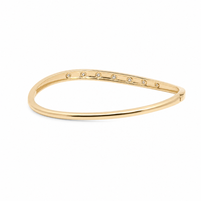 9ct Yellow Gold Lab Grown Diamond Set Hinged Bangle - alternate