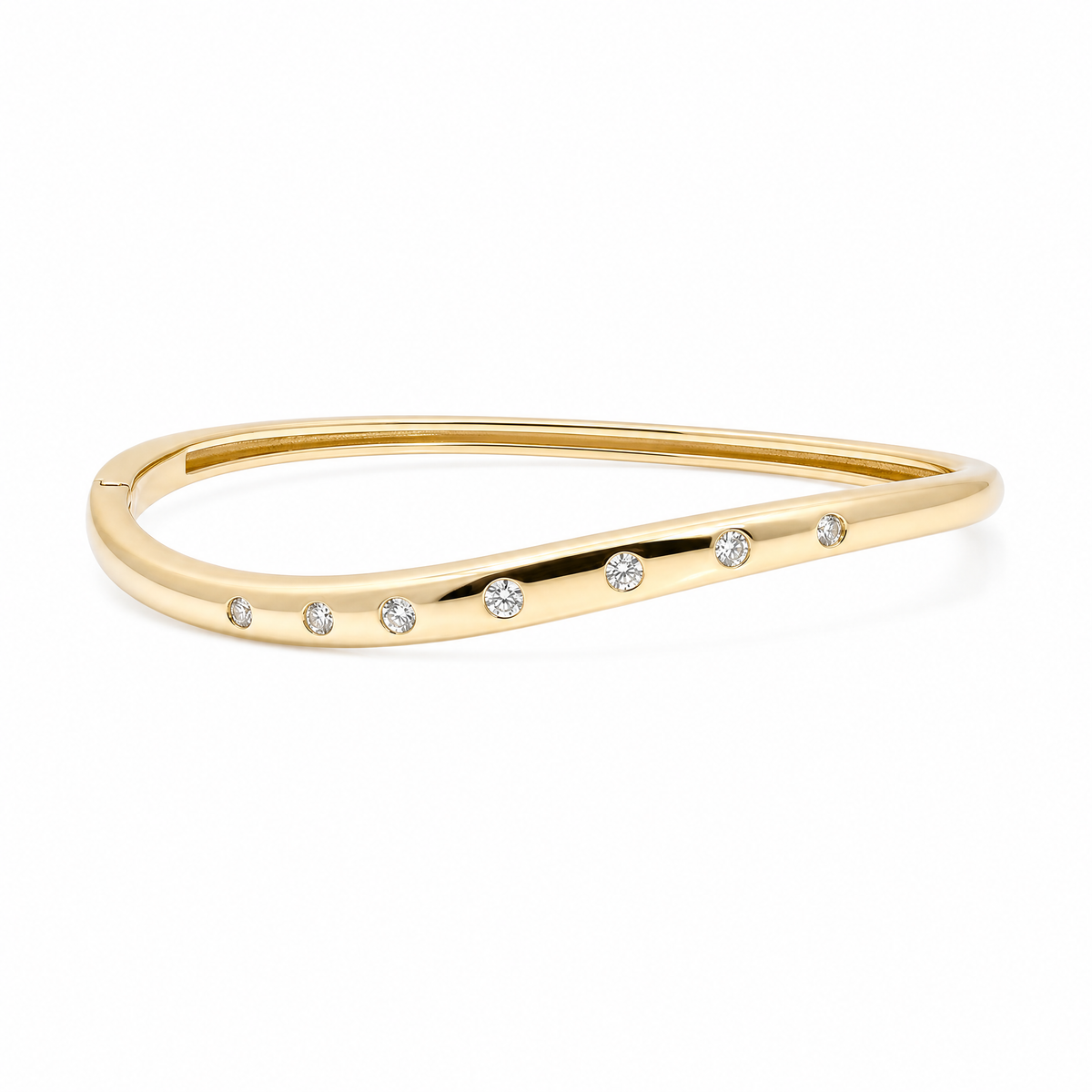 9ct Yellow Gold Lab Grown Diamond Set Hinged Bangle