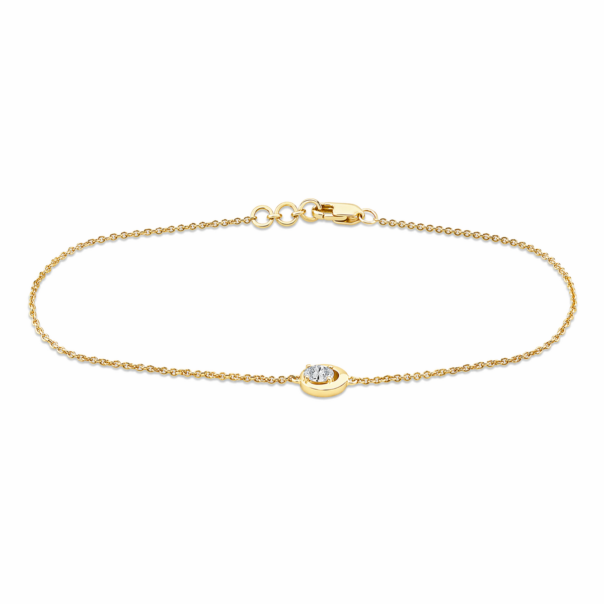 9ct Yellow Gold Oval Lab Grown Diamond Bracelet