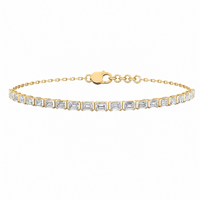9ct Yellow Gold Emerald Cut Lab Grown Diamond Tennis Bracelet