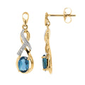 9ct Yellow Gold London Blue Topaz And Diamond Earrings