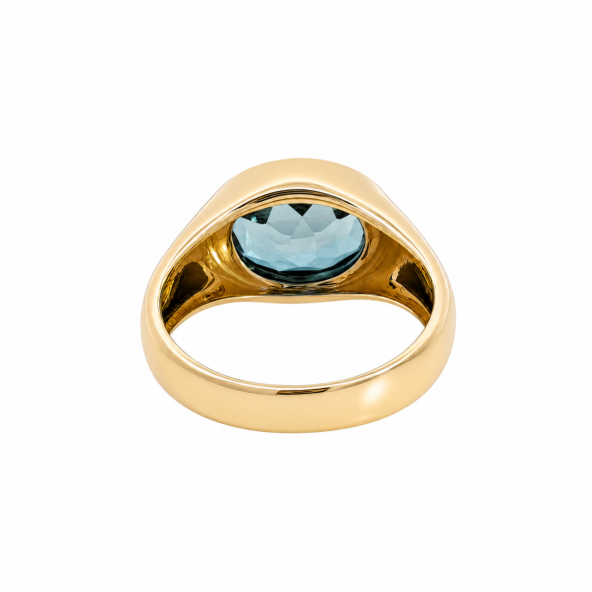 9ct Yellow Gold Oval London Blue Topaz Dress Ring