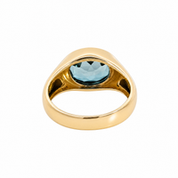 9ct Yellow Gold Oval London Blue Topaz Dress Ring