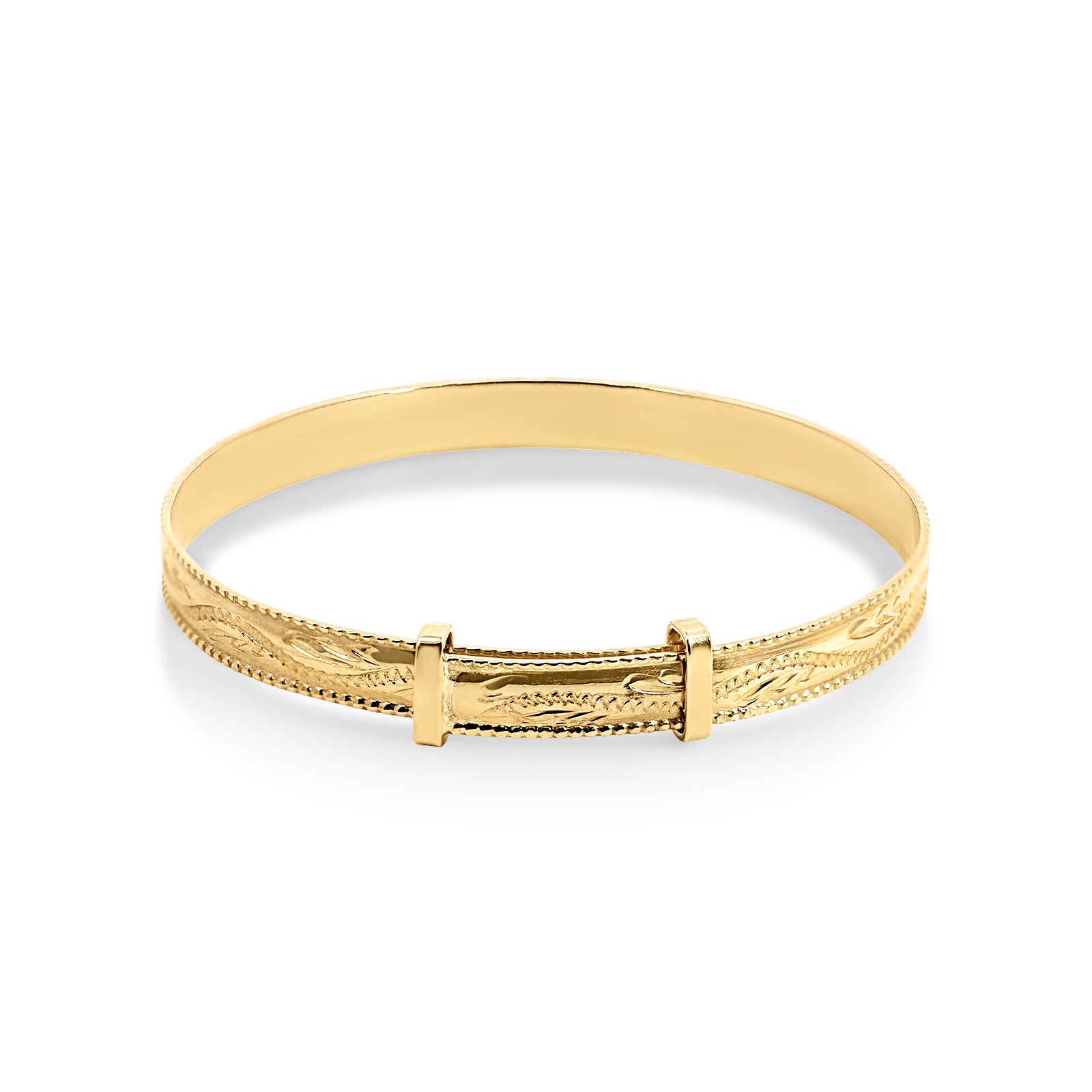 9ct Yellow Gold Engraved Childrens Expanding Bangle