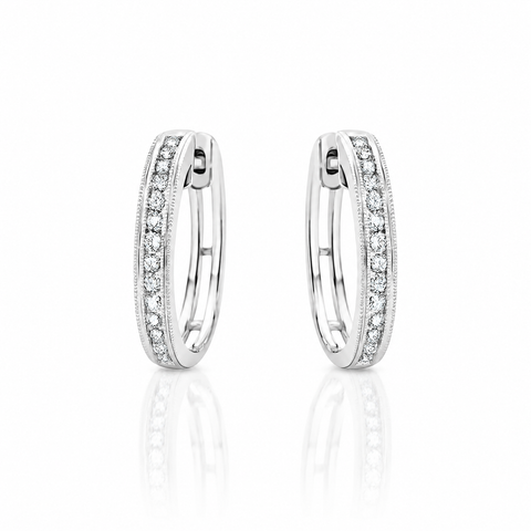 18ct White Gold Diamond Huggie Earrings