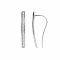 9ct White Gold Diamond Set Bar Earrings