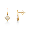 9ct Yellow Gold Diamond Bar And Floral Drop Earring