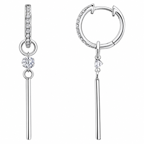 9ct White Gold Lab Grown Diamond Huggies with Removable Charm