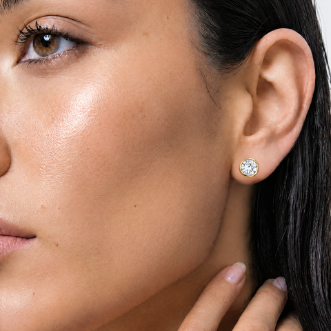 The Bronte | 1.57ct Round Bezel Set Lab Grown Diamond Stud Earrings - alternate view
