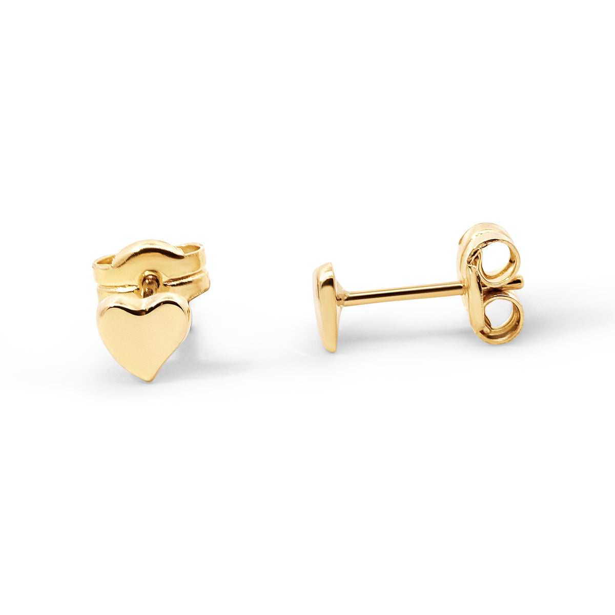 9ct Yellow Gold Polished Heart Stud Earrings