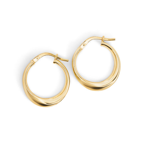 9ct Yellow Gold Silver Bonded Twist Hoop Earrings