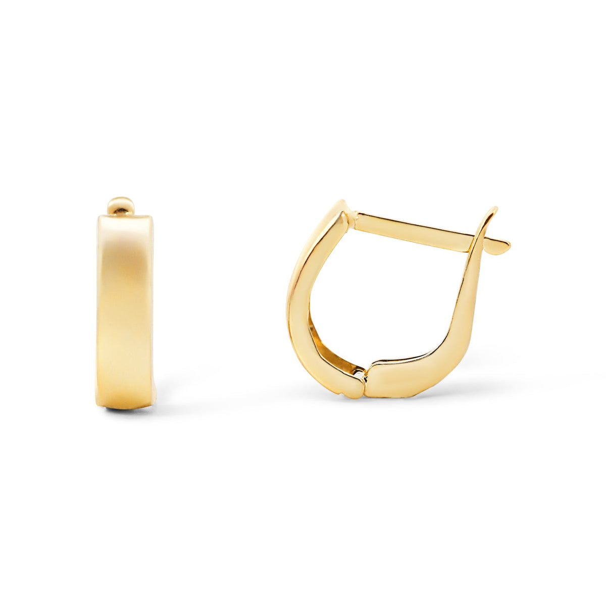 9ct Yellow Gold Silver Bonded Square Huggie Earrings