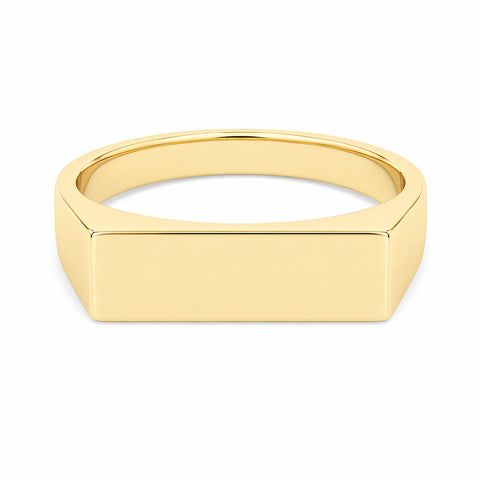 9ct Yellow Gold Hollow Rectangular Signet Engravable Ring