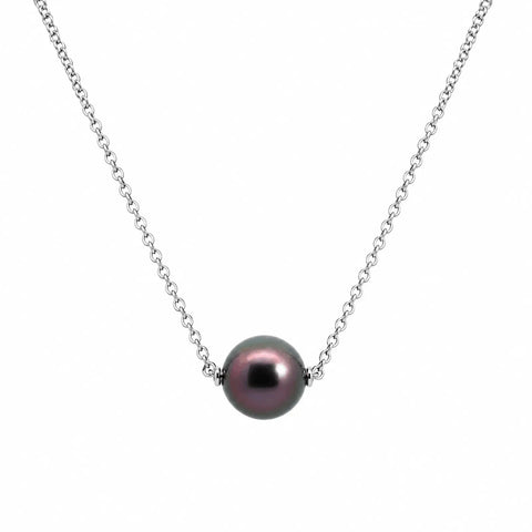 9ct White Gold Black Tahitian Pearl Necklace