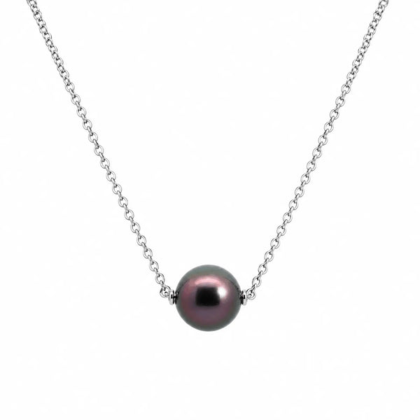 9ct White Gold Black Tahitian Pearl Necklace