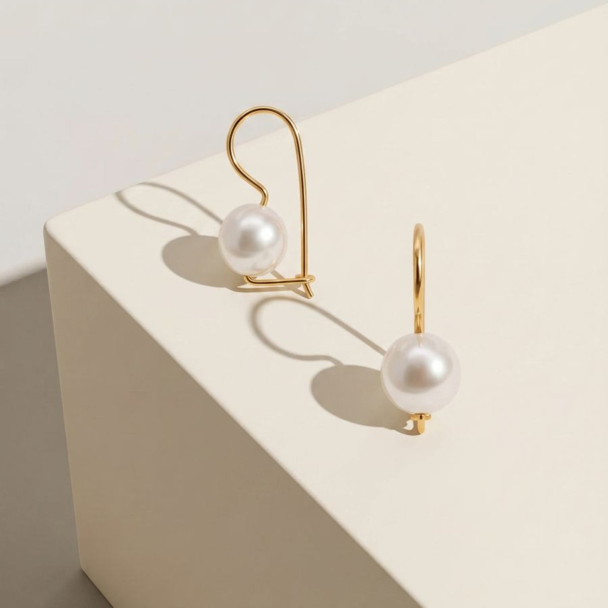9ct Yellow Gold Freshwater Pearl Euro Ball Earrings