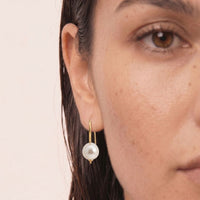 9ct Yellow Gold Freshwater Pearl Euro Ball Earrings